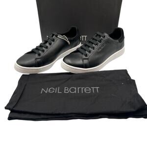 Neil Barrett Leather Low Top Sneakers Black Size EU 38 US 8